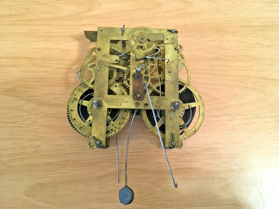 Clock Works Mechanism Antique E.N. Welch Ct. U.S.A. Parts Restoration
