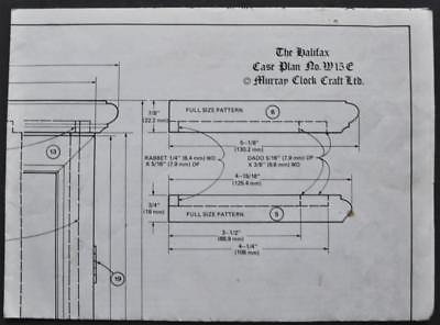 Orig Halifax Case Plan No. W15E Murray Clock Craft Ltd Building Plans/Pattern