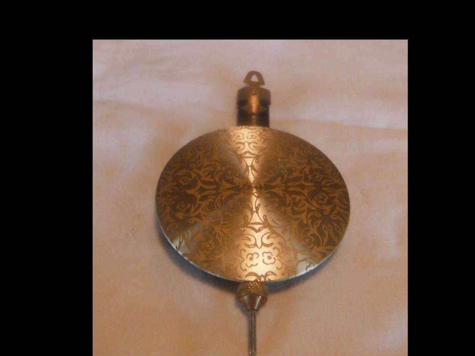 Brass Clad Pendulum Clock Bob With Scroll Pattern in Gold 2 7/8” Diameter Bob