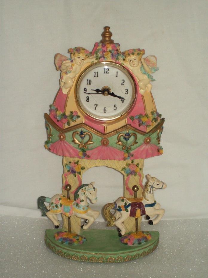 Vintage ~ Mary Go Round ~ Table Top / Mantel Clock ~ Working Quartz Movement