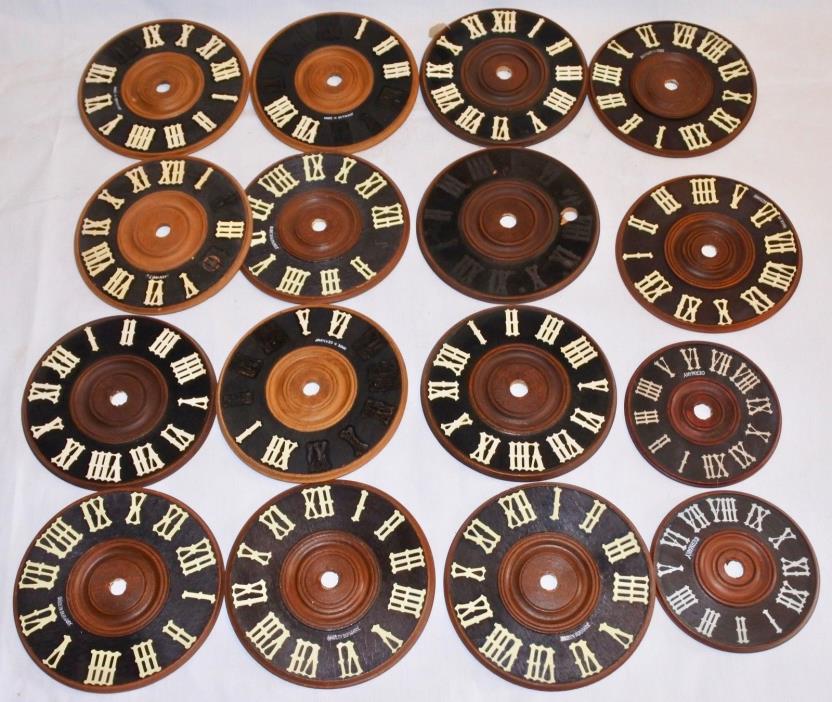 Mixed Lot 16 Vintage Germany Wood Cuckoo Clock dial face parts Restore AS IS