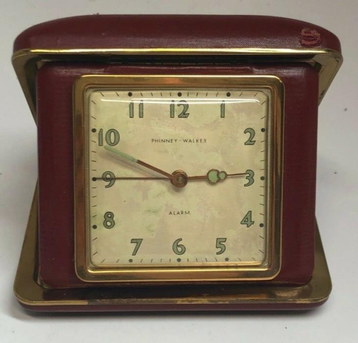 Vintage Phinney-Walker Folding Windup Travel Alarm Clock