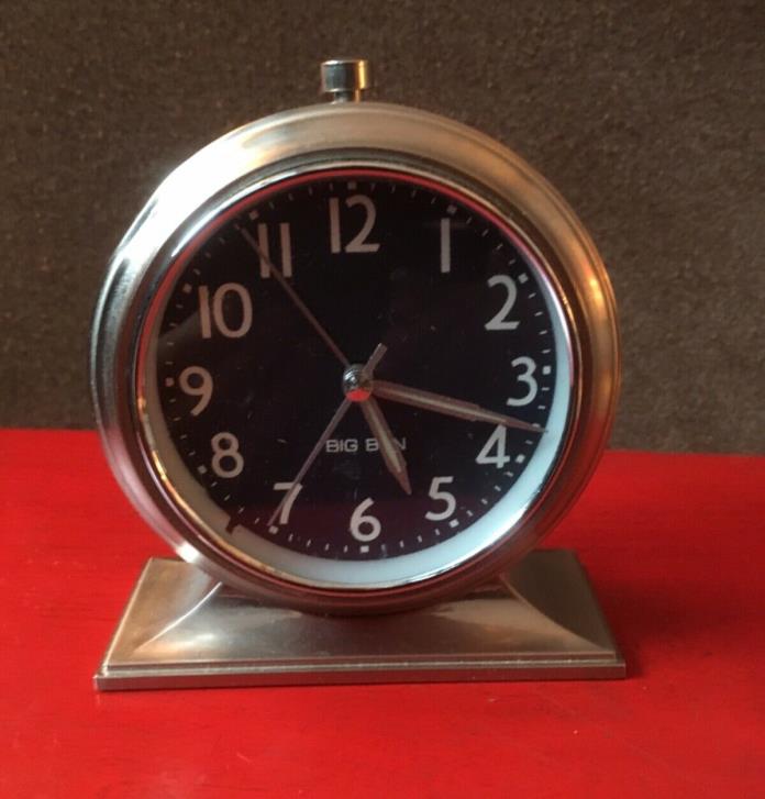 Vintage Art Deco 30's Chrome  Big Ben Alarm Clock