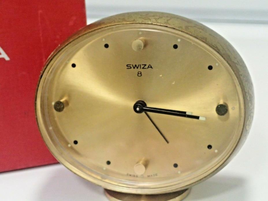 Vintage Swiza Swiss Made Jewel 8 Day Windup Alarm Clock