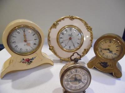 Lot 4 Vintage Clocks, Globe, Trubant(Muscial), Adlatus Jewels, Linden, Untested