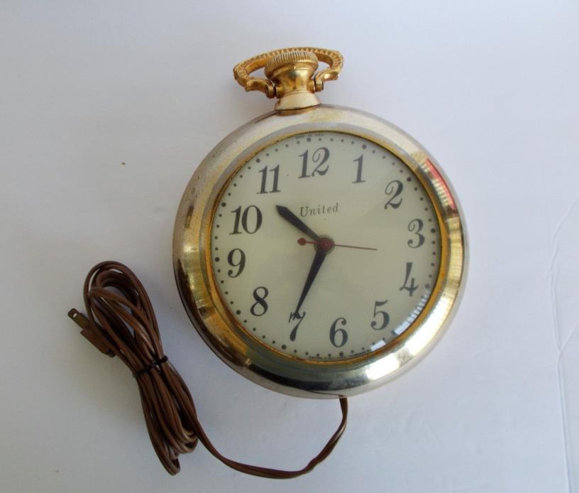 Vintage United Electric Pocket Watch Wall Clock