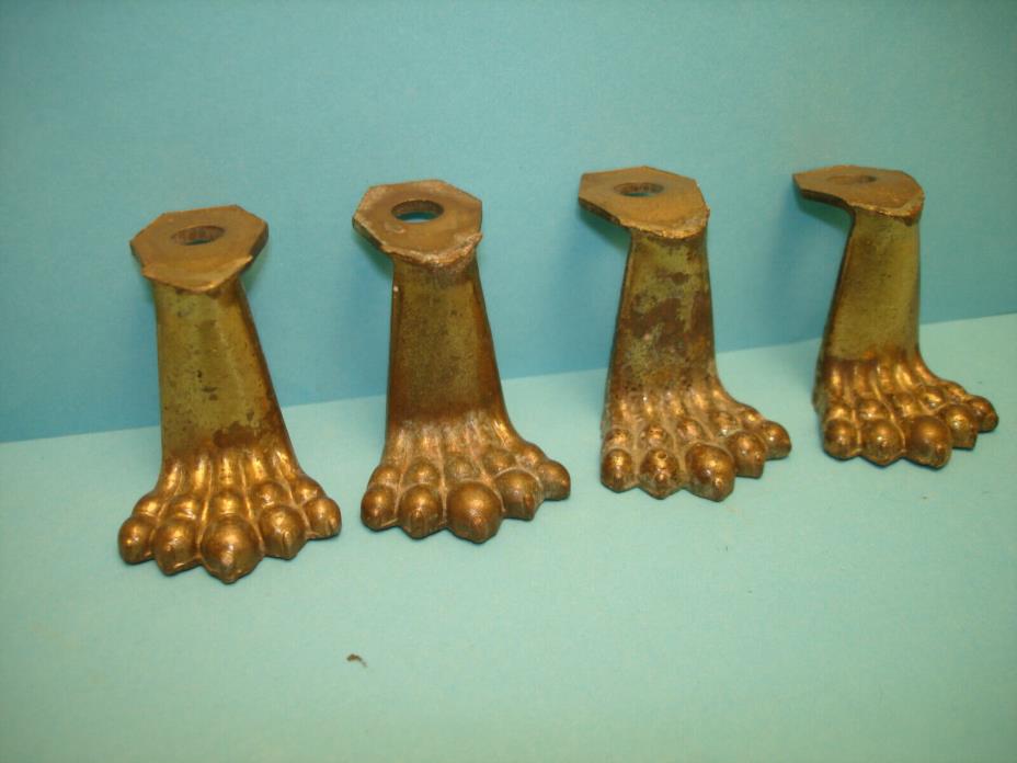 4 Small Brass Feet For A Clock Case, Jewelry Box, Display Case 1.5” Tall