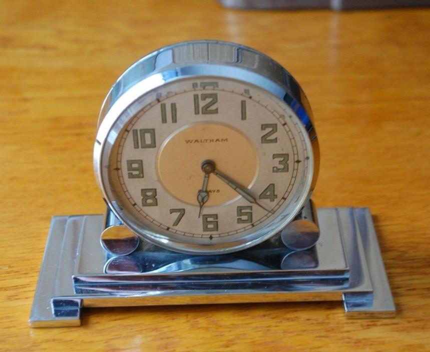 Vintage Waltham Art Deco 8 Day Double Faced Partners Desk Clock