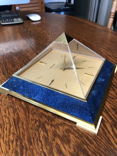 1960s Jaeger LeCoultre Pyramid Table Clock 8 Day Movement Swiss 475 Excellent