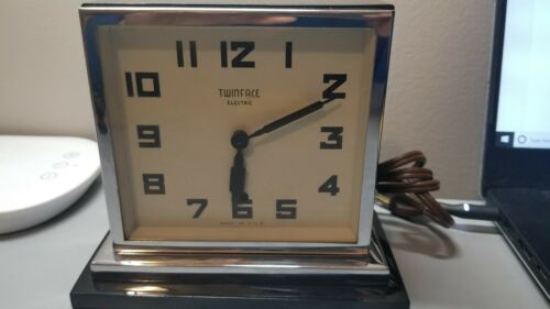 1930s TWINFACE ELECTRIC CLOCK BLACK CASE
