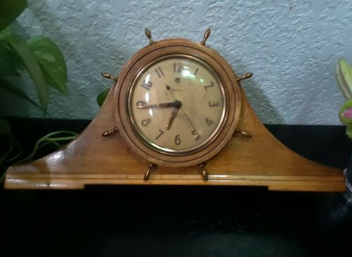 Vintage Warren Telechron 1934 mantel Ship Bell Mantel  Clock WORKS!!