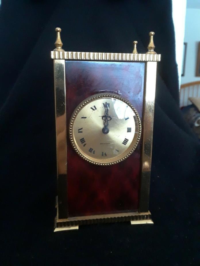 Hamilton Swiss Brass desk clock burgandy