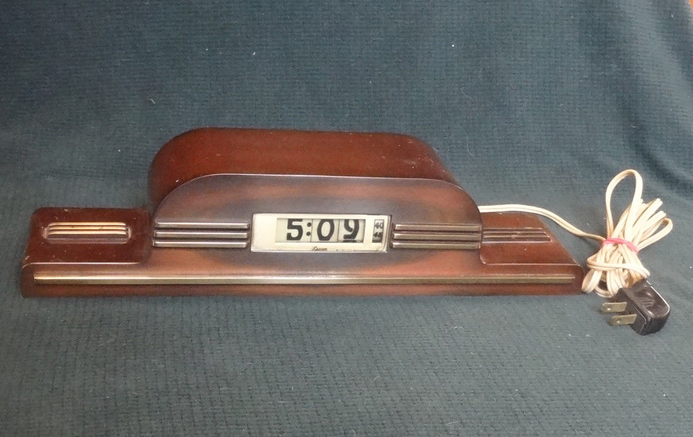 Vintage Art Deco Kem Weber Lawson P40 Electric Flip Shelf Mantel Clock