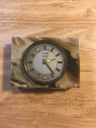 Vintage Metamec Clock Brown Marble