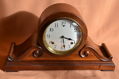 ANTIQUE SESSIONS 8 DAY TAMBOUR CHIME MANTLE CLOCK  with SCROLLS