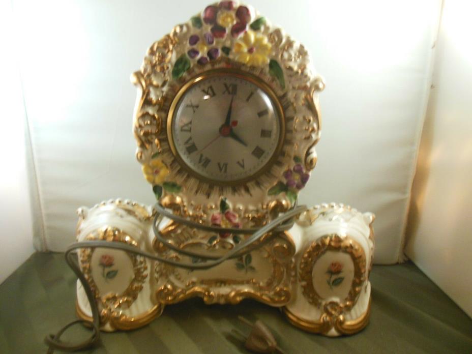 Vintage  Porcelain Electric Mantel Clock works