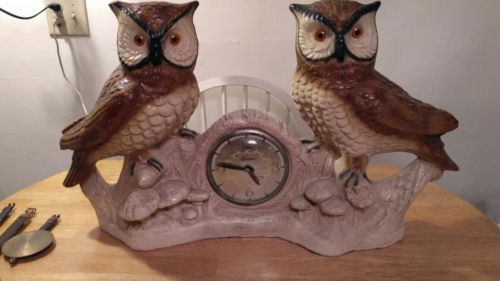 Very Large Duel Owl Clock. Lawrence clock Co. By Lanshire. Electric Very Heavy