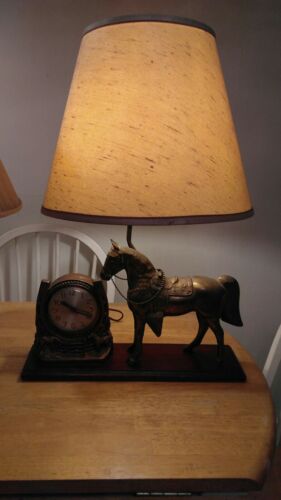 Sessions Lamp Post  Horse Clock Sessions clock Co. Electric. Wood Base.