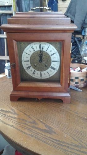 vintage mantel clock Black Cherry Basket Wood Case w/German Brass Movement jewel