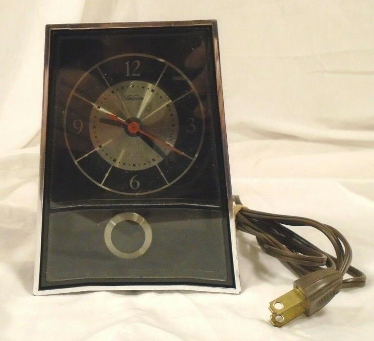Vintage Sunbeam Electric Alarm Clock Pendulum Table Retro Mid Century Modern