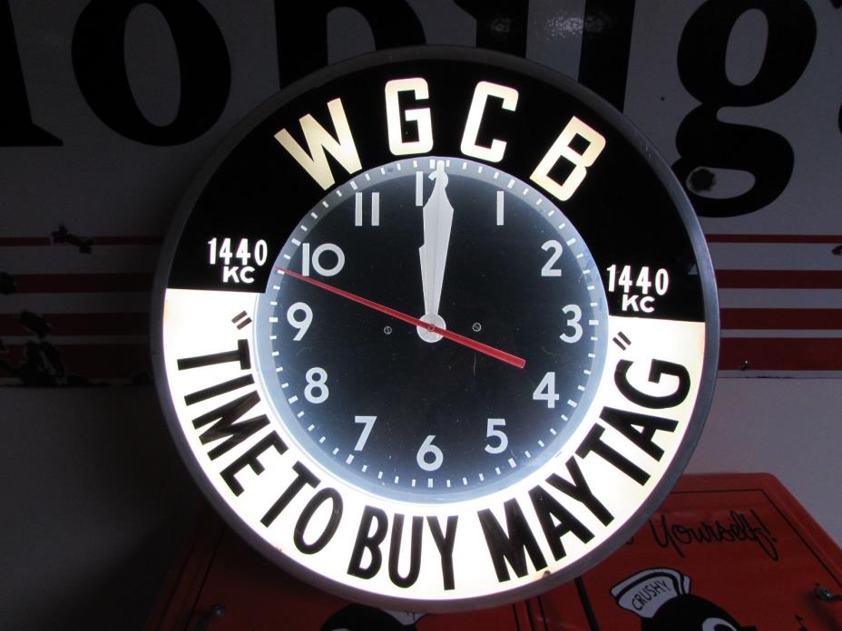 Vintage Nice WGCB Clock Modern Clock Adertising Co 1440KC Hanover PA * Maytag*AM