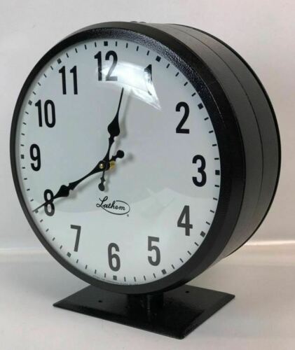Latham Industrial Wall/Table Double Face Clock (Battery Movement Converted)