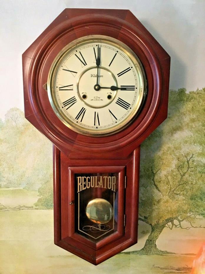 Antique Waltham 31-Day Chiming Wall Clock, Wood, 29