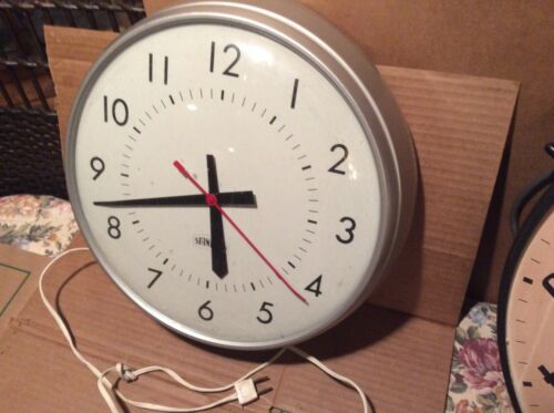 Vintage Standard Wall 12” Glass Clock 3” Metal - Runs - Good