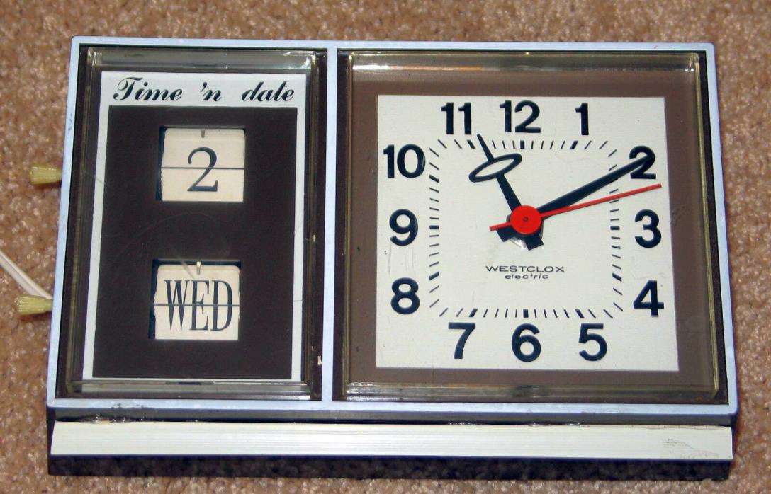 Vintage Westclox wall Time N date flip calendar S 37 A Model Brown
