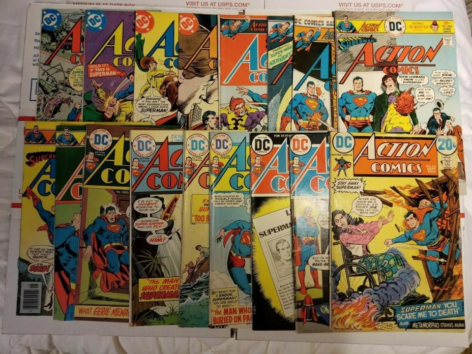 Action Comics 17 book lot 416, 422, 429, 433, 439, 447, 448, 453, 459, 460, 461,