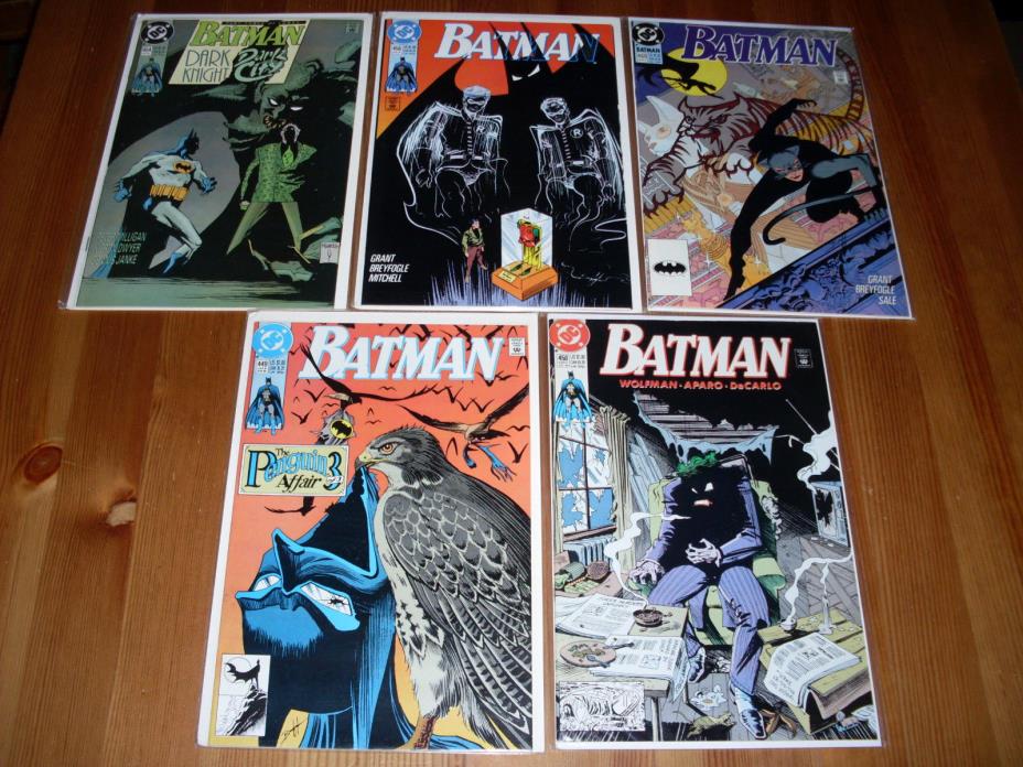 Batman NM Lot #449 450 454 456 460, 1990, Penquin Joker Riddler