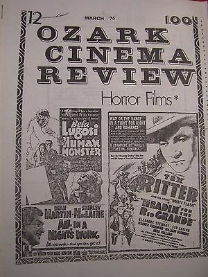 OZARK CINEMA REVIEW March 1976 Vol 2 # 12 Horror Films Tex Ritter Bela Lagosi