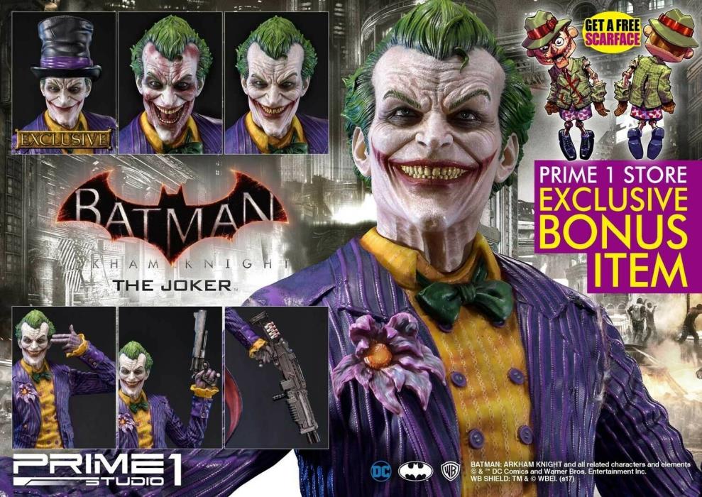 Prime 1 Studio Batman Arkham Knight The Joker Exclusive Scarface Bonus NEW