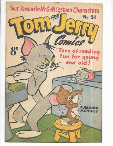Tom & Jerry Comics #51 1950's Australian Bath Time Cover!