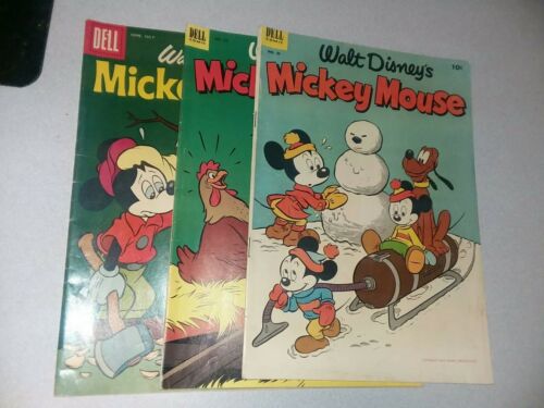 3 Issue mickey mouse Walt Disney golden age Dell Comics Lot Run set Collection