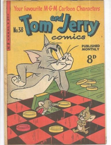 Tom & Jerry Comics #38 1950's Australian Checkers Cover!