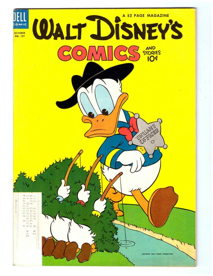 Walt Disney's COMICS and STORIES #157 in VF from 1953 Dell Comics Vol. 14 #1