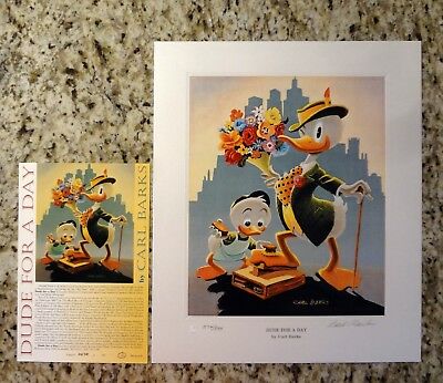 Carl Barks Litho Hand Signed DUDE FOR A DAY 574/595 Donald Duck Art New Disney