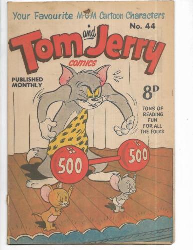 Tom & Jerry Comics #44 1950's Australian Weight Lifting Cover!