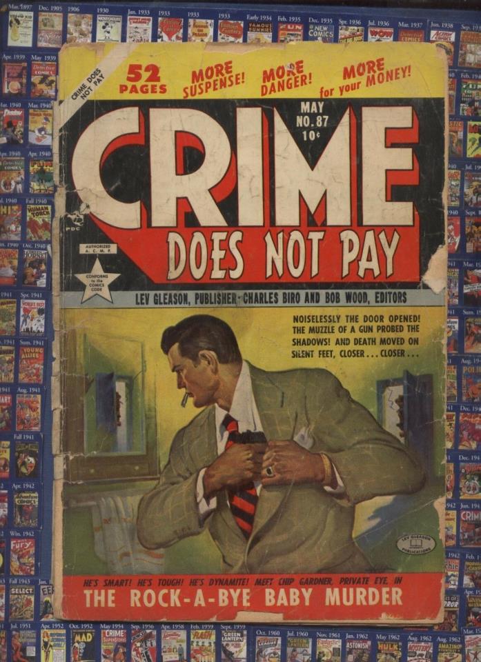 CRIME DOES NOT PAY #87 LEV GLEASON golden age comic 1st Chip Gardner