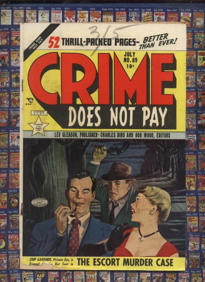 CRIME DOES NOT PAY #89 LEV GLEASON  1950 Comic  Painted cover
