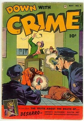 Down With Crime (1952) #4 Sheldon Moldoff Bob Powell Extreme Violence Very Good-