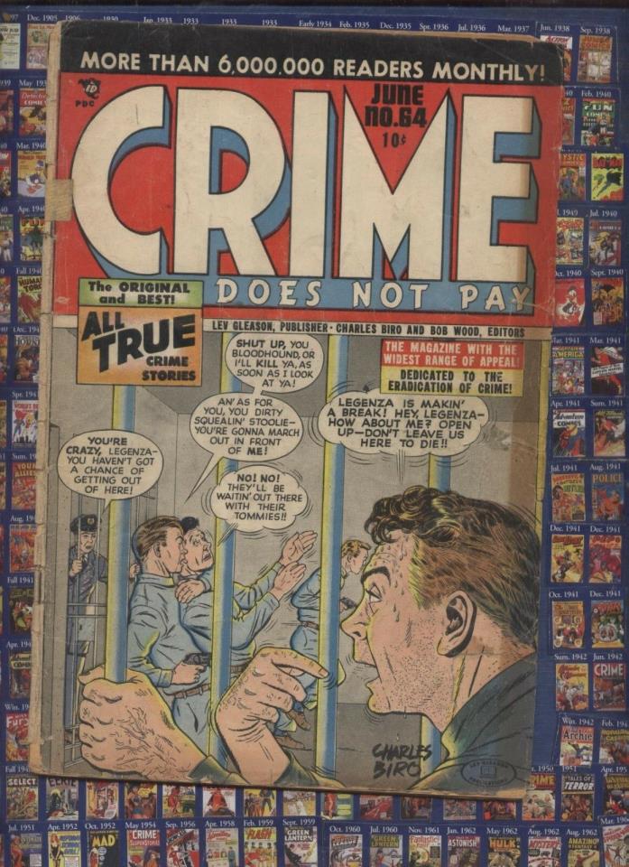 CRIME DOES NOT PAY #64 LEV GLEASON golden age comic  PRE CODE Hanging Panel SOTI