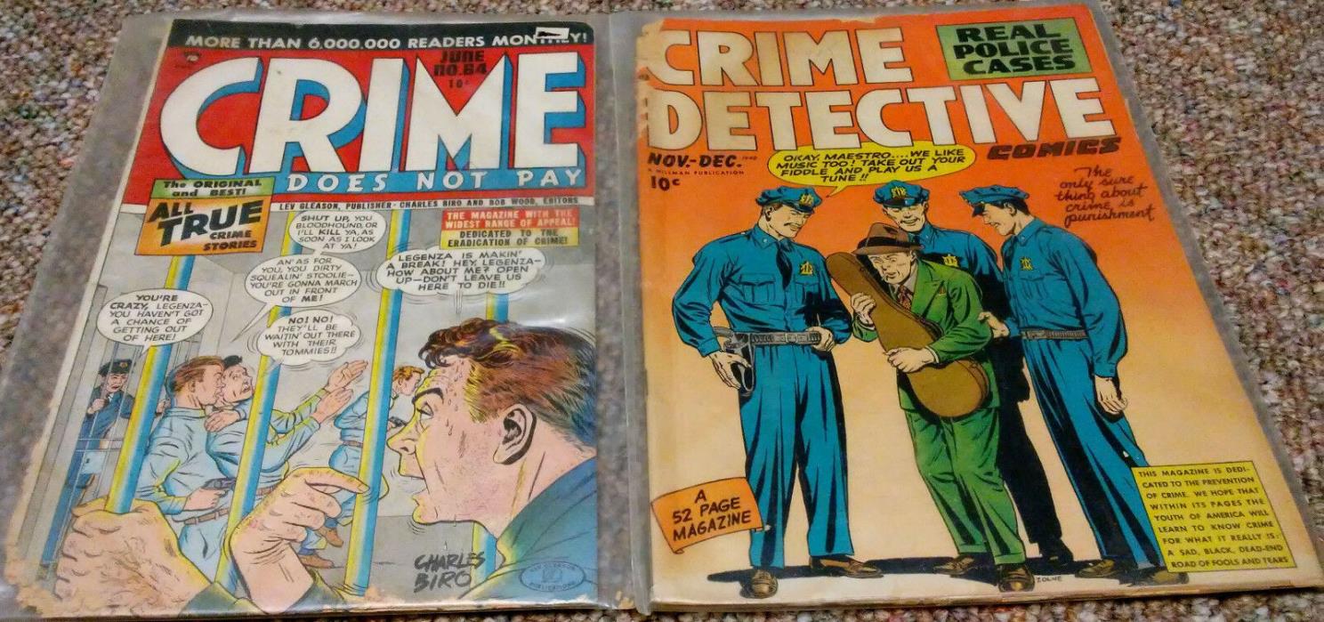 GOLDEN AGE LOT: Crime Does Not Pay #64 (1948) + Crime Detective Comics #5 (1948)