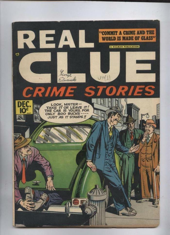 Real Clue Crime stories v2 #10 dec 1947 Pre-code  comic Man without a Brain