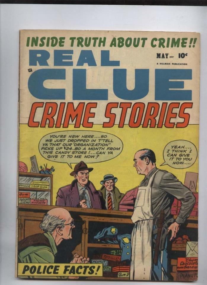 Real Clue Crime stories v6 #1,5/51 Golden Age pre code comic Candy shops revenge