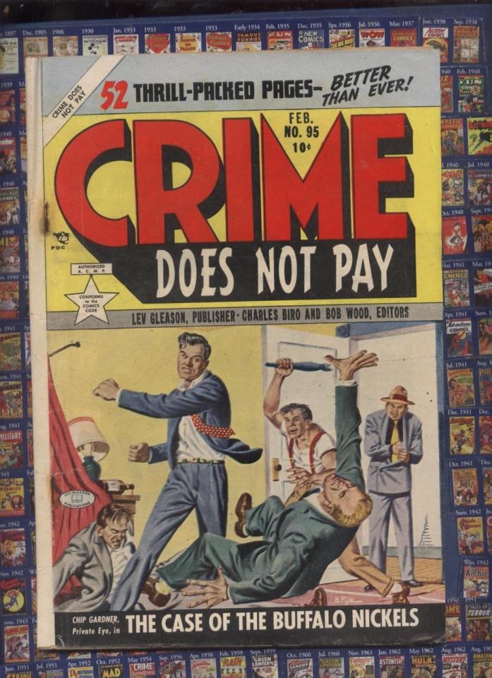CRIME DOES NOT PAY #95 LEV GLEASON golden age comic  Painted cover