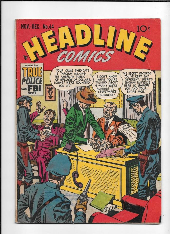HEADLINE COMICS #44 ==> VG+ TRUE POLICE & FBI CASES 1950