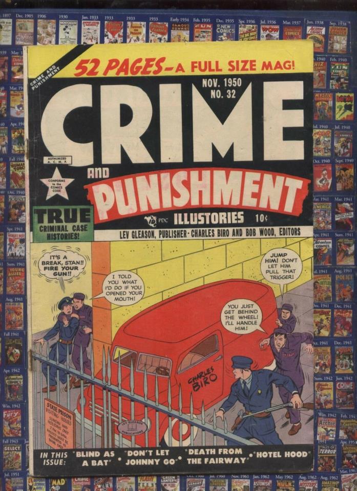 CRIME AND PUNISHMENT #32  LEV GLEASON  1950 Golden Age cops and robbers comic