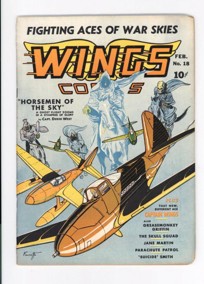 WINGS COMICS #18 - HORROR COVER, FANTASTIC STORIES - RARE - 1942